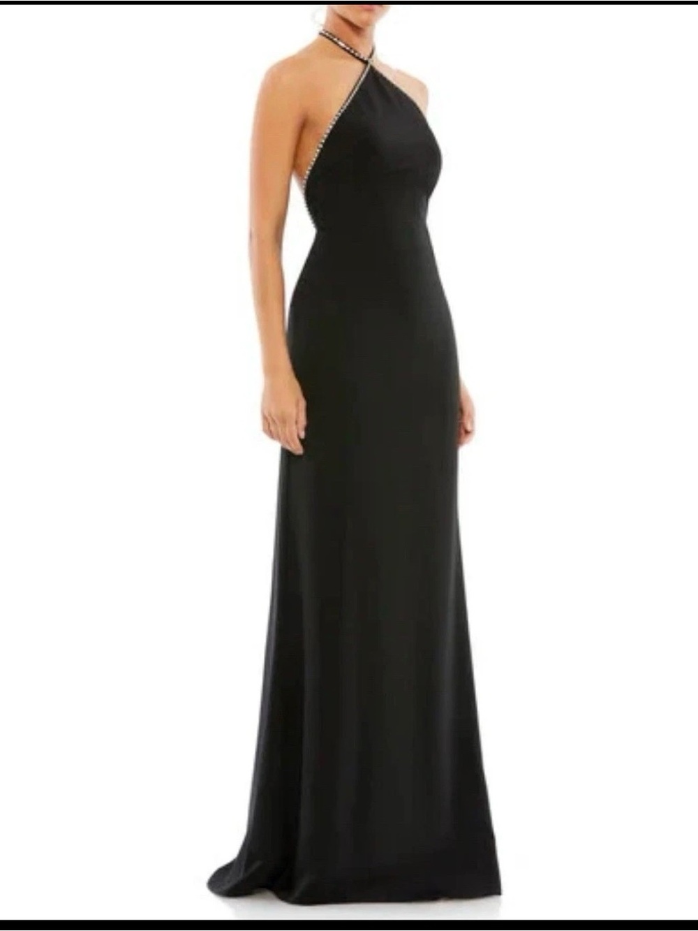 Mac Duggal Black Evening Gown with Beaded Neckline Size 6 New